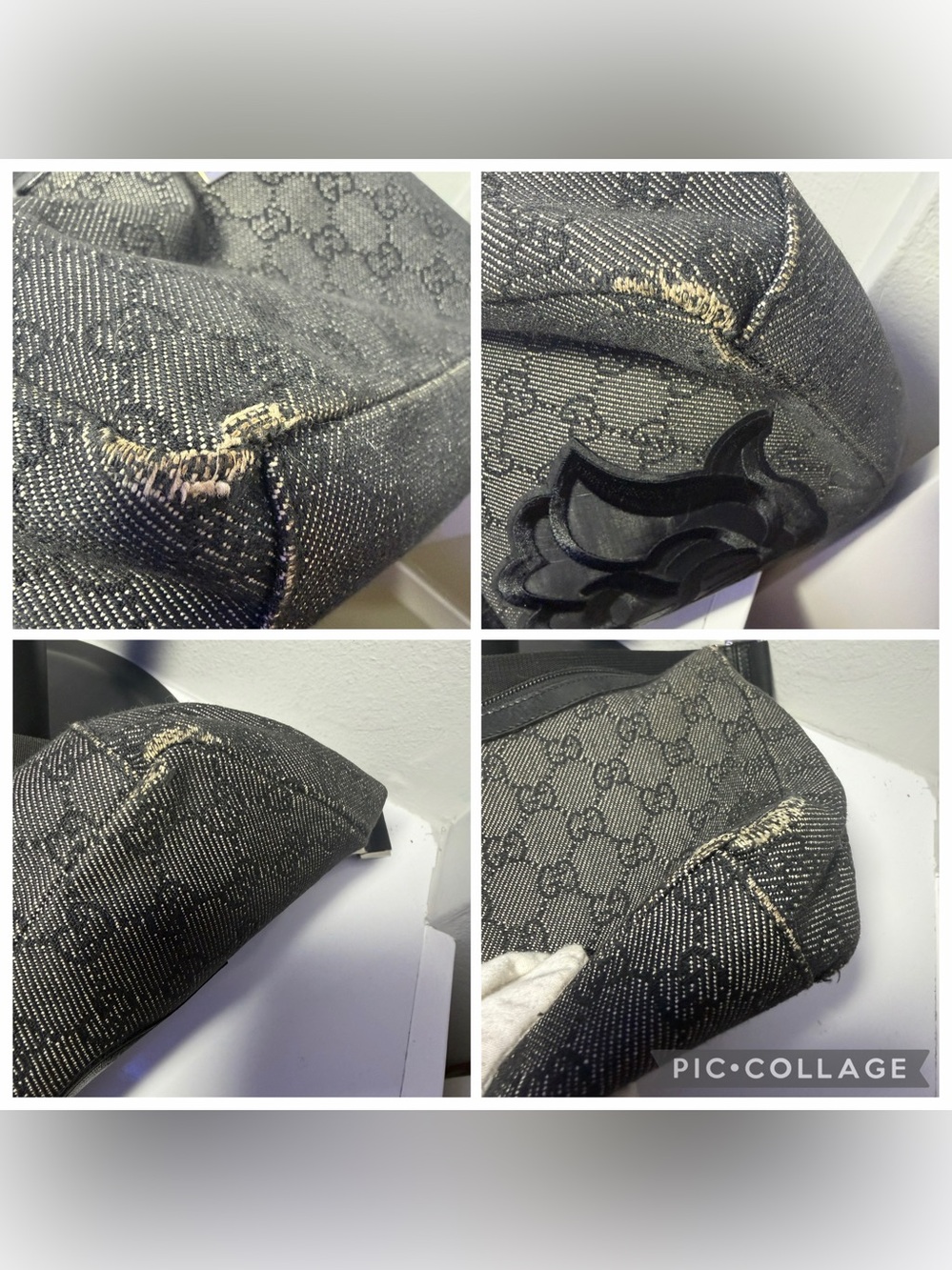 Gucci Black Denim Adjustable Strap Bag with Silver Hardware and COA - Picture 8 of 16